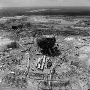Spaceship Earth at Epcot began to take shape in this 1981 construction photo at Walt Disney World Resort. Opened to guests on Oct. 1, 1982 EPCOT Center was one of Walt Disney's original ideas for his "Florida Project." (Disney)